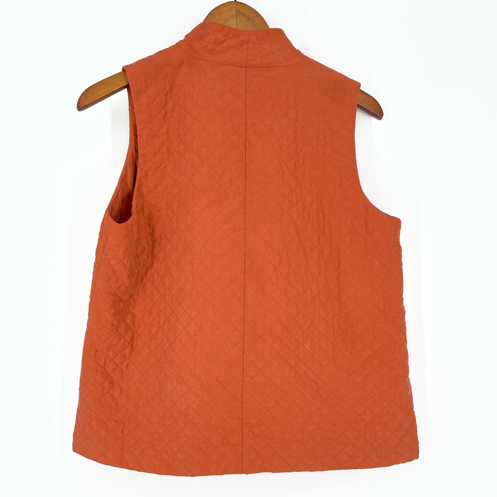 ✨Eileen Fisher Rust Orange 100% Silk Quilted Vest Small - Picture 9 of 16